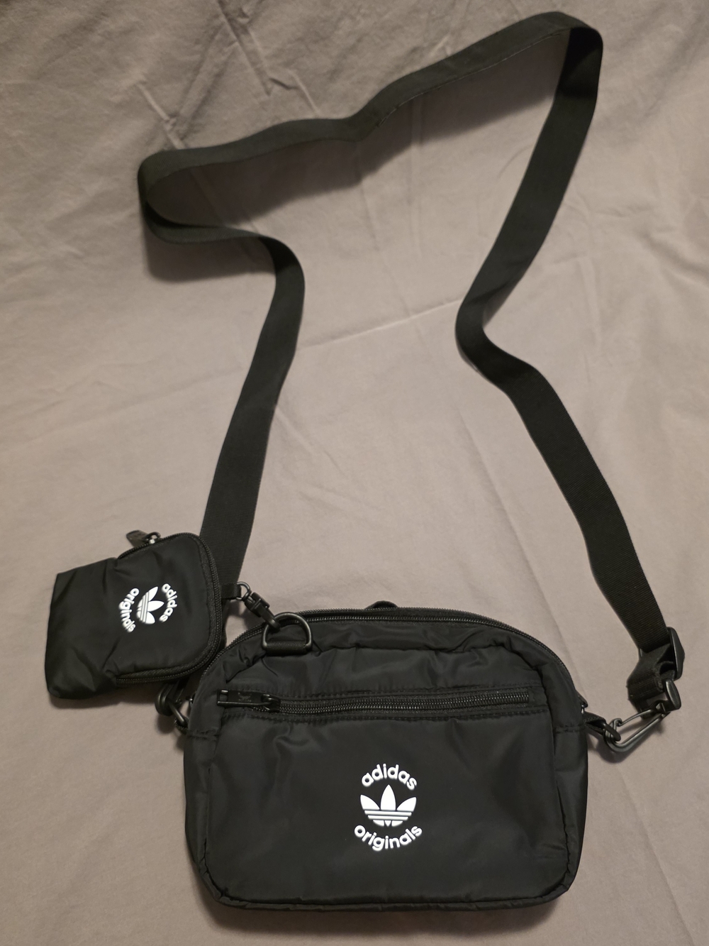 adidas Originals Black Crossbody Belt Bag with Detachable Pouch